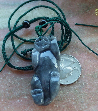 Certified Black 100% Natural A Jade jadeite pendant Tiger Necklace 虎虎生威 525468  TN