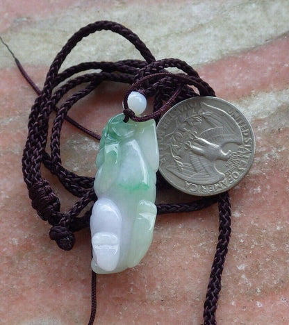 Certified Green Pale Lavender 100% Natural A Jade jadeite Pendant Tiger Money Coin Necklace 虎虎生威 526057  TN