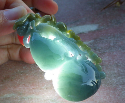 Certified Yellow Green Burma 100% Natural A Jade jadeite Pendant Bee Flower Gourd Coin Necklace 蜜蜂 635614  TN
