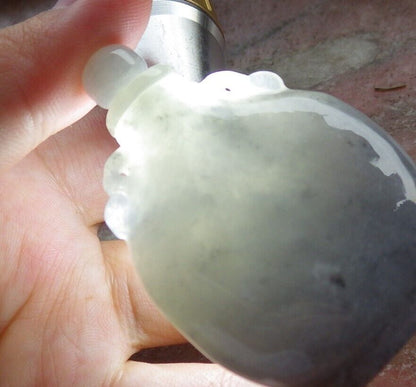 Certified Black Burma 100% Natural A Jade jadeite pendant Display Pumpkin Bead Snuff Bottle 574060 TN