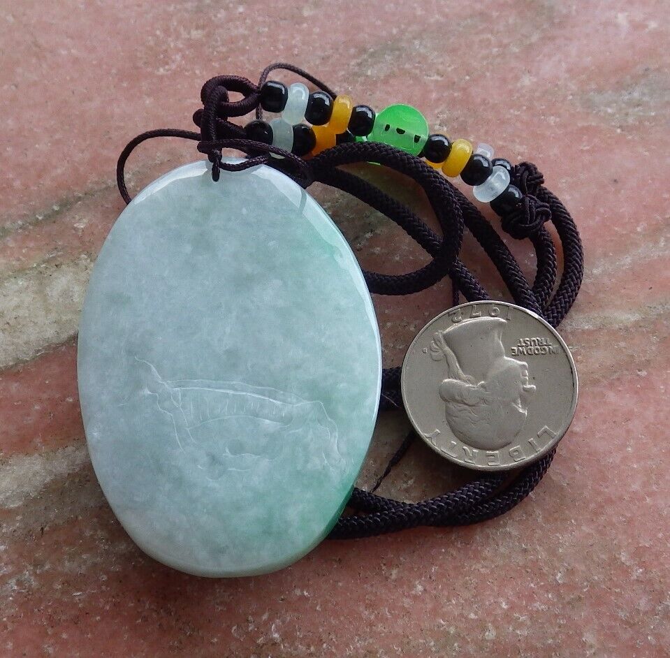 Certified Green Burma 100% Natural A Jade jadeite Landscape painting Tree Necklace 山水画 525706  TN