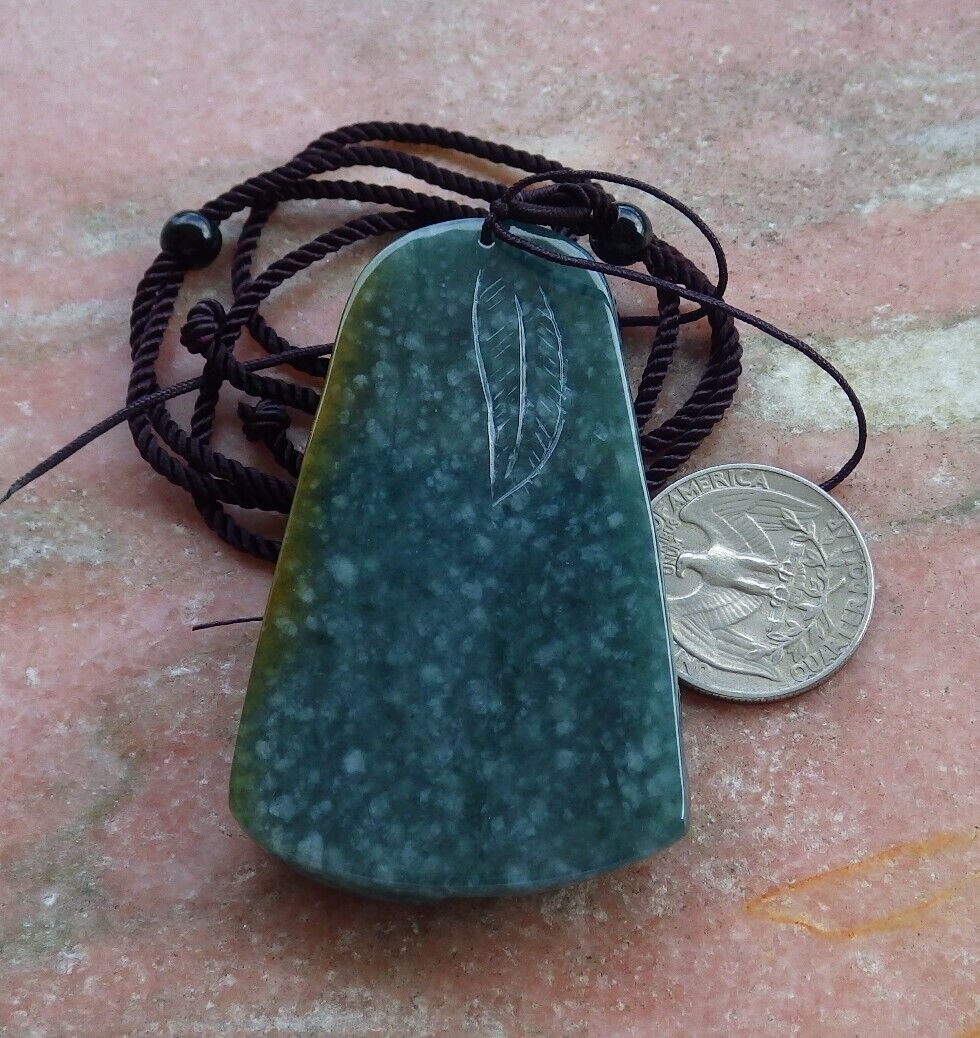 Certified Green Yellow 100% Natural A Jade jadeite Landscape painting Tree Necklace 山水画 529705  TN