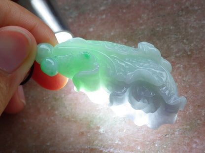 Certified Green Pale Lavender 100% Natural A Jade jadeite Pendant Cabbage Bead Necklace 发财白菜 524792  TN
