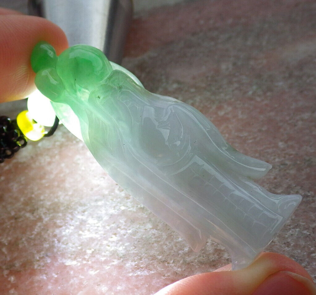 Certified Green Burma 100% Natural A Jade jadeite Pendant Longevity God Peach Necklace 寿星公 635522  TN