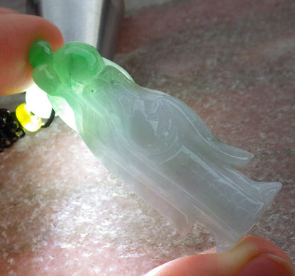 Certified Green Burma 100% Natural A Jade jadeite Pendant Longevity God Peach Necklace 寿星公 635522  TN
