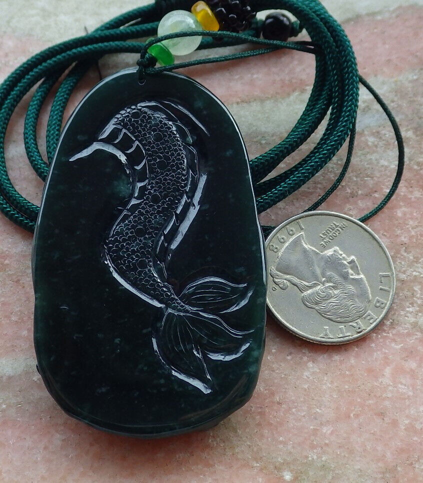 Certified Icy Green Burma 100% Natural A Jade jadeite Pendant Dragon Ruyi Necklace 生意兴隆 636188  TN