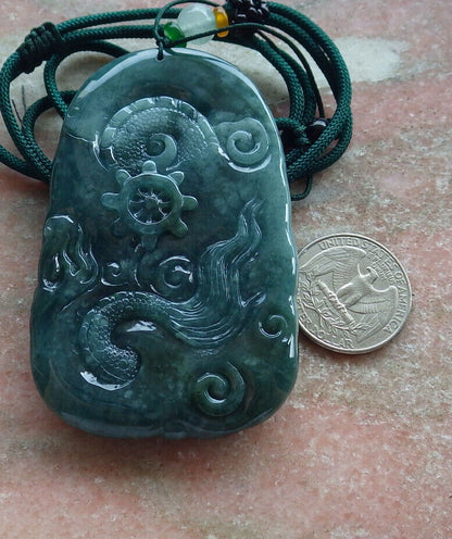 Atestita Glacia Verda Birmo 100% Natura A Jadejadeito Penda Drako-Perlo-Koliero 生意兴隆 634370 TN