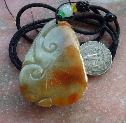 Certified Yellow Green Burma 100% Natural A Jade jadeite pendant Turtle Ruyi Necklace 长寿龟 632601  TN