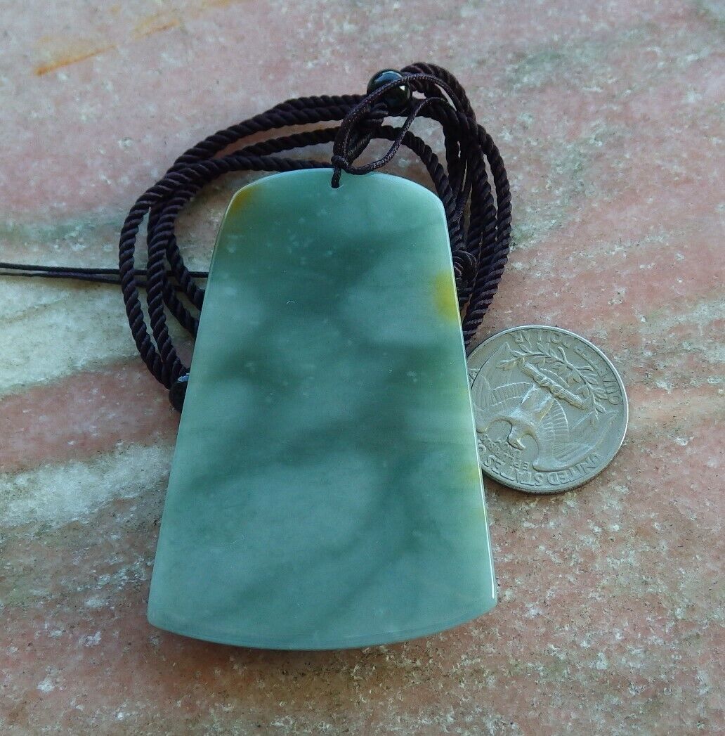 Certified Green Yellow 100% Natural A Jade jadeite pendant Guan Gong God Sword Necklace 关公 529823  TN