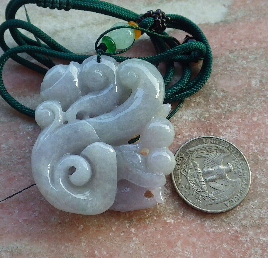Certified Lavender Green Burma 100% Natural A Jade jadeite Pendant Fish Yuan Bao Necklace 年年有余 634285  TN