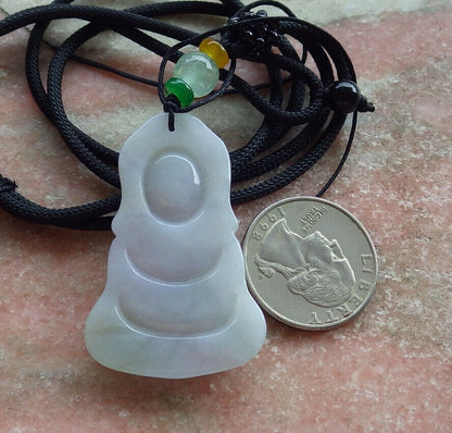 Certified Green Pale Lasvender Burma 100% Natural A Jade jadeite Pendant Sakyamuni Buddha God Necklace 释迦牟尼佛 635373  TN