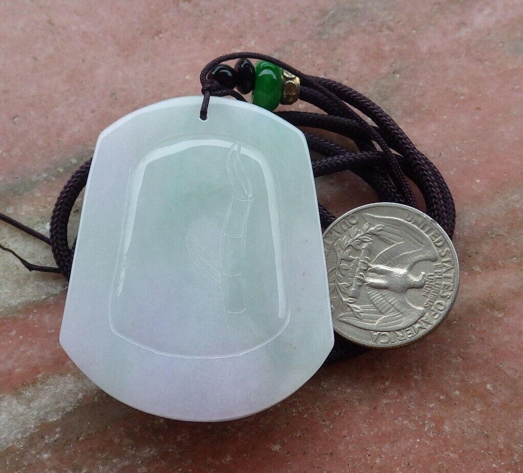 Certified Green Pale Lavender 100% Natural A Jade jadeite Pendant Guanyin Kwan Yin Phoenix Lotus Flower Necklace 观音 525022  TN