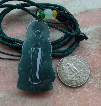 Certified Icy Green Burma 100% Natural A Jade jadeite pendant Sakyamuni Buddha God Lotus Flower Necklace 释迦牟尼 636868  TN