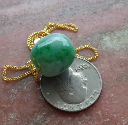 Certified Green 100% Natural A Jade Circle Bead Donut Necklace 路路通 528430  TN