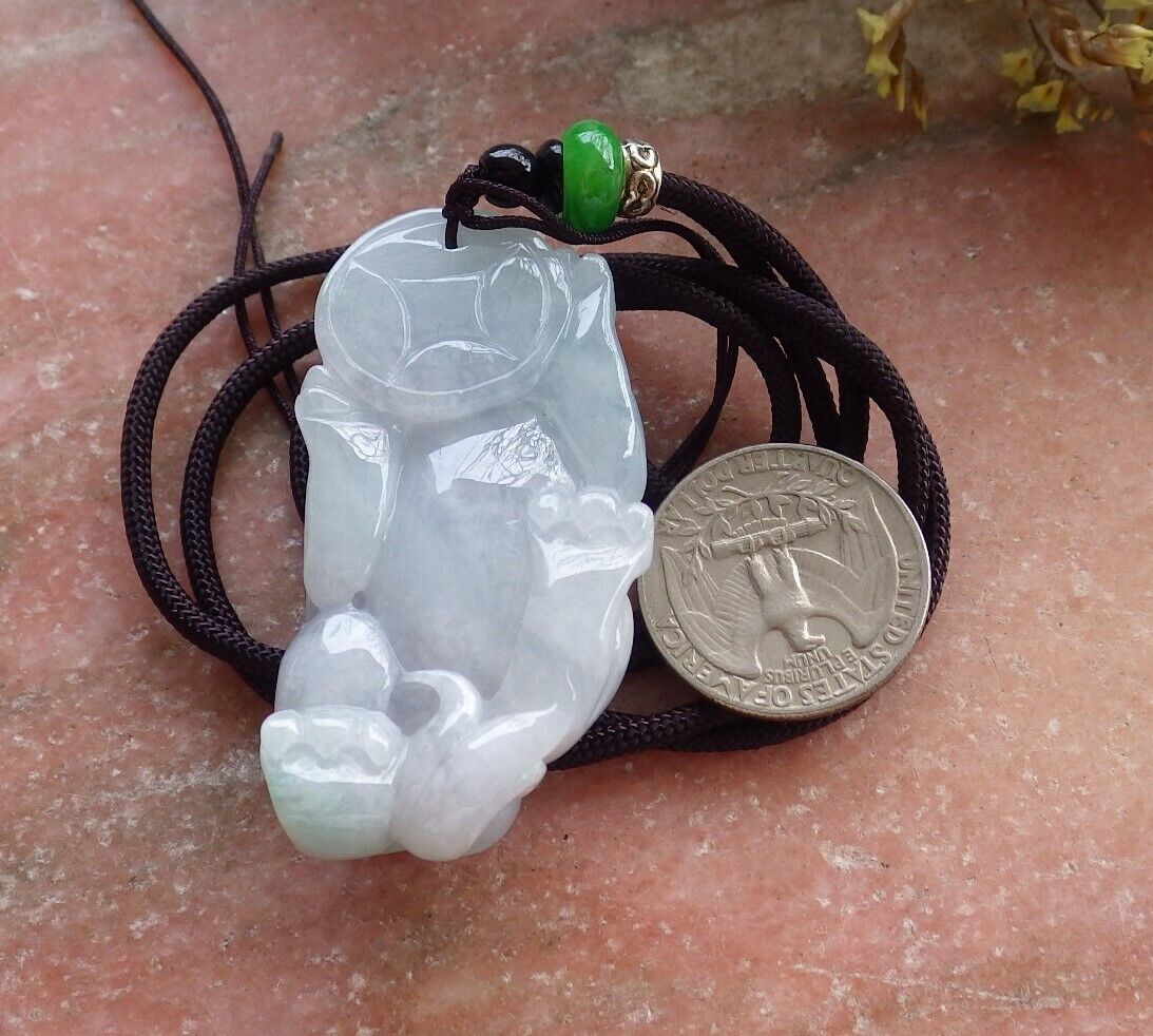 Certified Icy Green Pale Lavender 100% Natural A Jade jadeite Pendant Dragon Pi Xiu Lotus Flower Ruyi Money Coin Necklace 风水貔貅 523926  TN