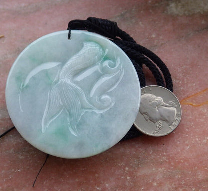 Certified Green 100% Natural A Jade jadeite Pendant Dragon Bead Necklace 生意兴隆 528146  TN