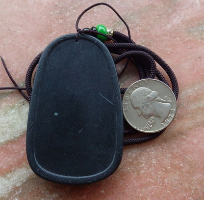 Certified Green Black 100% Natural A Jade jadeite pendant Guanyin Kwan Yin Lotus Flower Necklace 墨翠 观音 525065  TN