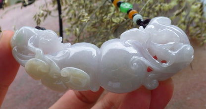 Certified Yellow Green Pale Lavender Burma 100% Natural A Jade jadeite Pendant Monkey Fox Gourd Lotus Flower Ruyi Coin Necklace 猴子 573759 TN