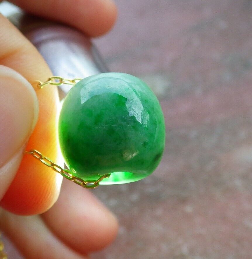 Certified Green Burma 100% Natural A Jade Circle Bead Donut Necklace 路路通 526256  TN