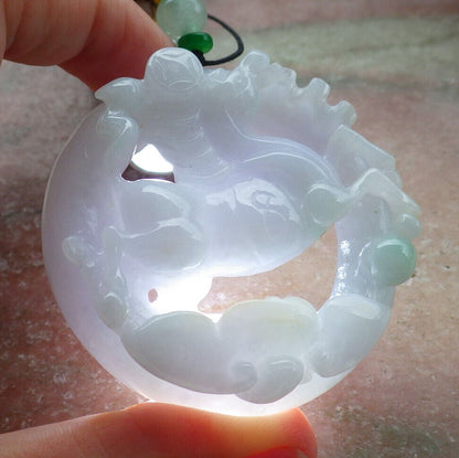 Atestita Verda Pala Lavenda Birmo 100% Natura A Jadejadeito Penda Ĉevalo-Monero Ruyi-Koliero 马到功成 632650 TN