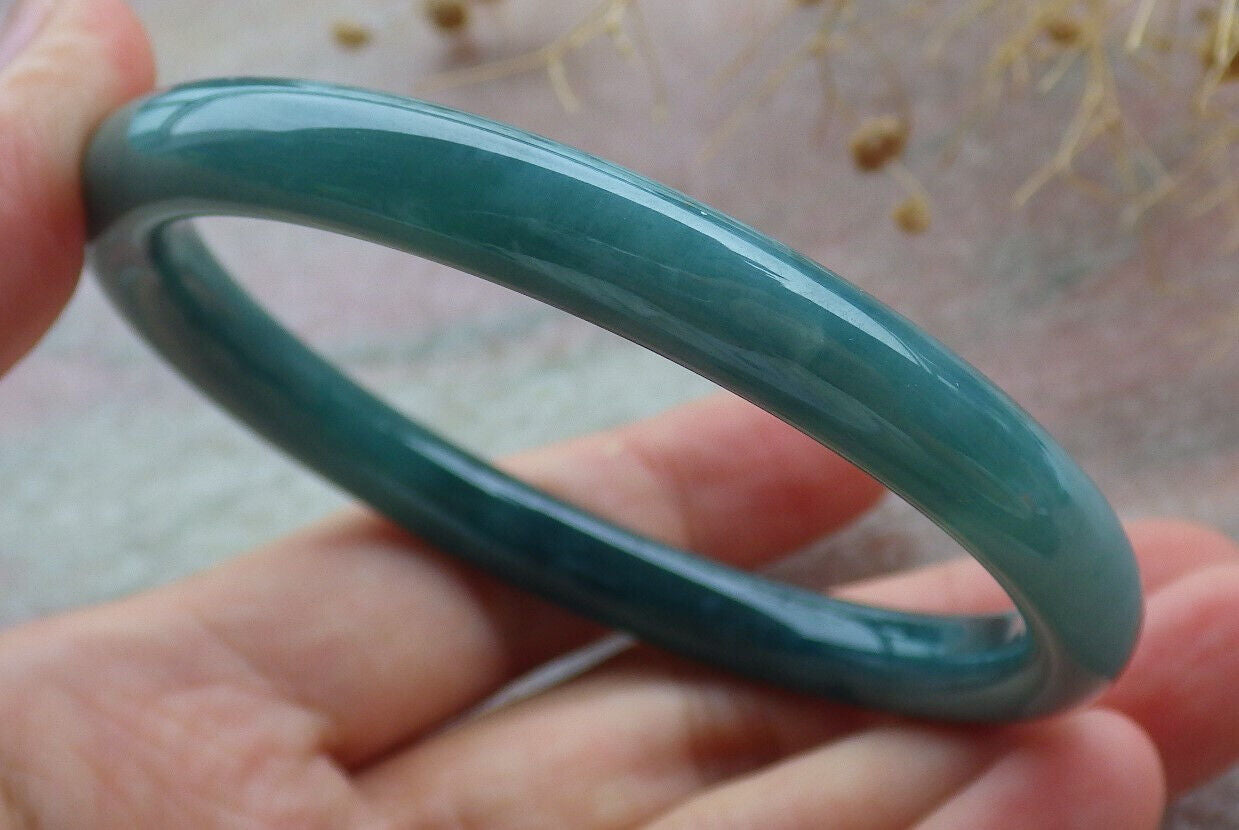 Certified Icy Green Burma 100% Natural A JADE Jadeite Circle Bangle Bracelet 59 mm 手镯 636446  TN