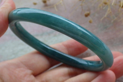 Certified Icy Green Burma 100% Natural A JADE Jadeite Circle Bangle Bracelet 59 mm 手镯 636446  TN
