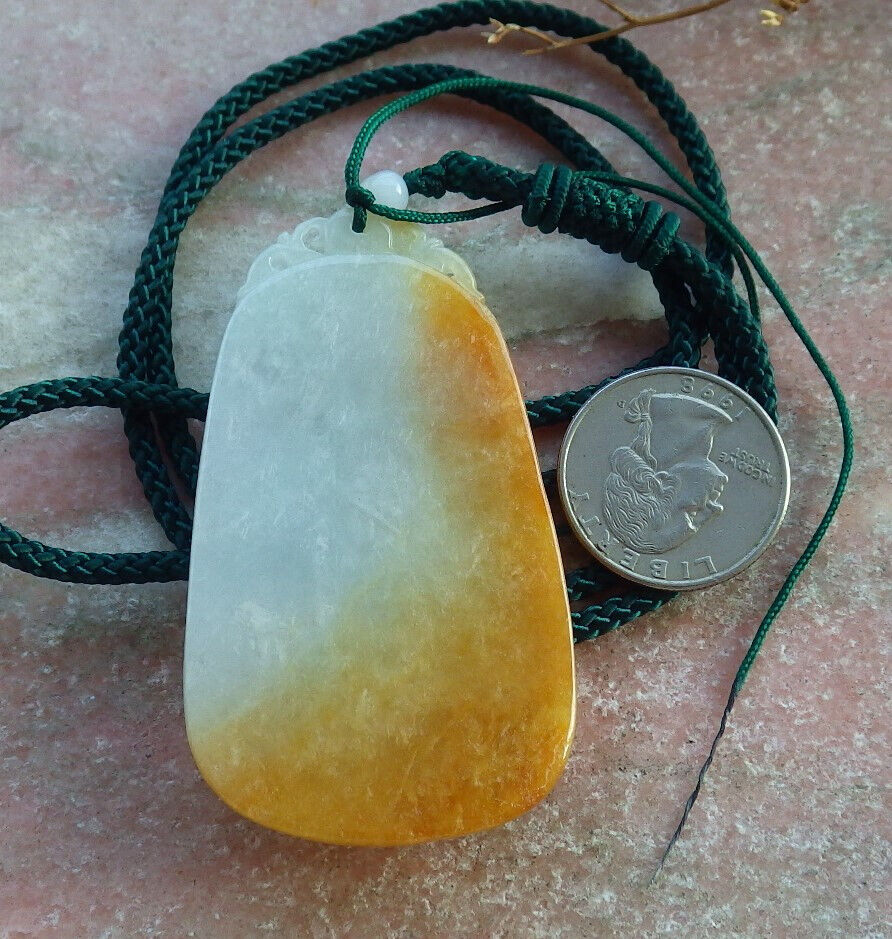 Certified Yellow Burma 100% Natural A Jade jadeite Pendant Dragon Pi Xiu Mouse Rat Ruyi Bead Necklace 风水貔貅 634137  TN