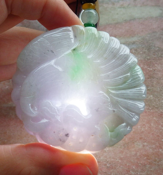 Certified Green Lavender Burma 100% Natural A Jade jadeite Pendant Eagle Snake Coin Necklace 大展宏图 633404  TN