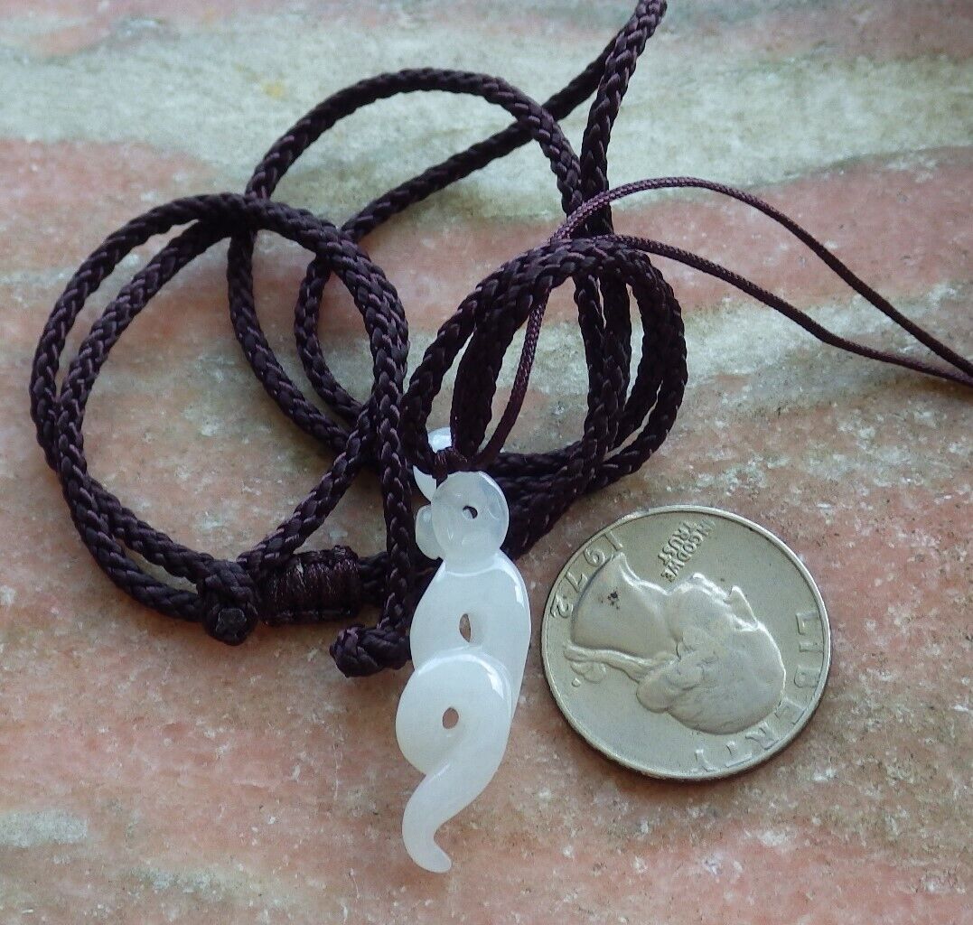 Certified Icy White 100% Natural A Jade jadeite pendant Snake Money Coin Bead Necklace 蛇 529972  TN