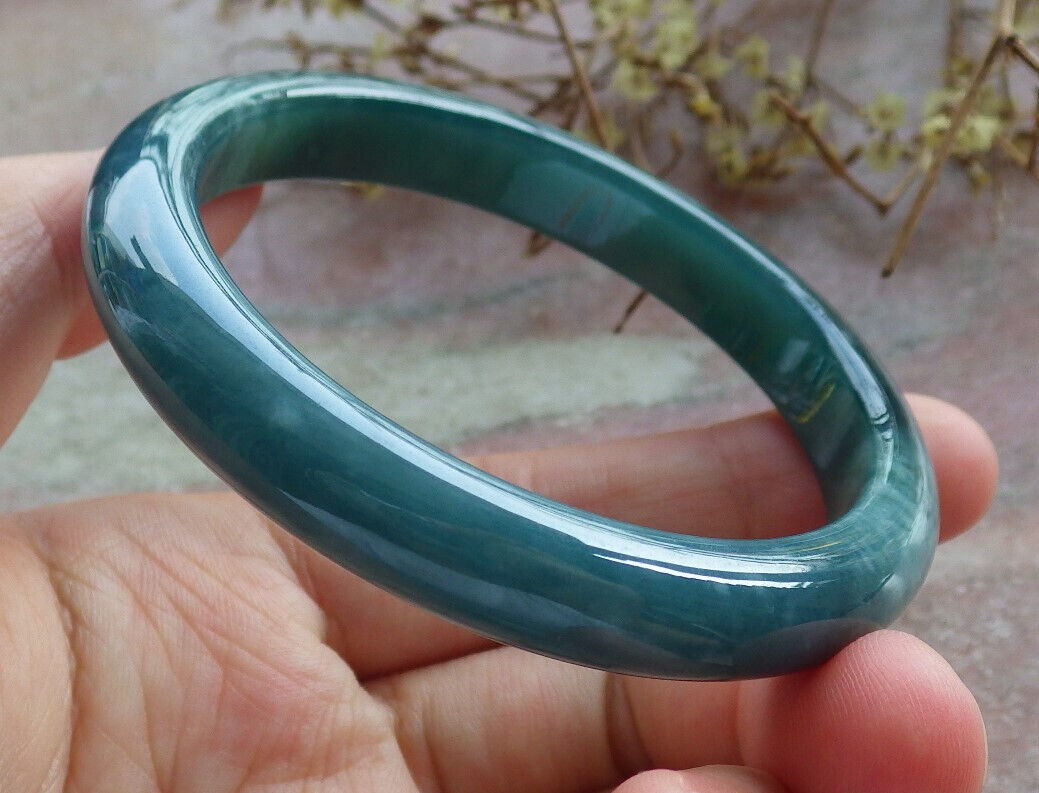 Certified Icy Blue Water Green Burma 100% Natural A JADE Jadeite Bangle Bracelet 55 mm 手镯 633526  TN
