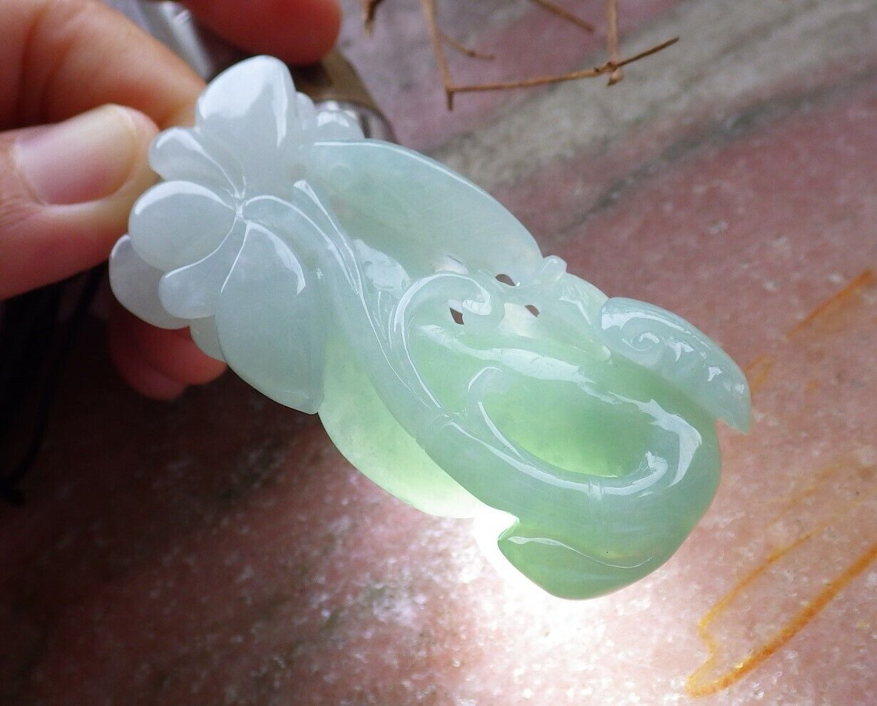Certified Green 100% Natural A Jade jadeite Pendant Fish Lotus Flower Ruyi Coin Necklace 年年有余  528853  TN