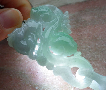 Certified Green Burma 100% Natural A Jade jadeite Pendant Deer Flower Peach Gourd Coin Necklace W Ring 梅花鹿 636653  TN