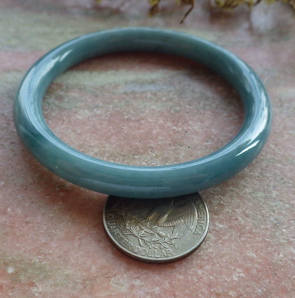 Certified Green Burma 100% Natural A JADE Jadeite Circle Bangle Bracelet 56 mm 手镯 633518  TN
