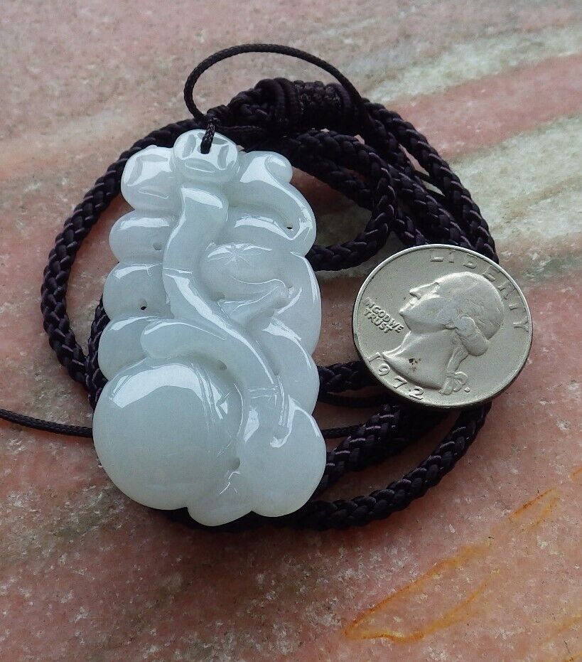 Certified Icy Pale Green 100% Natural A Jade jadeite Pendant Fox Lotus Flower Ruyi Coin Necklace 狐狸 528888  TN