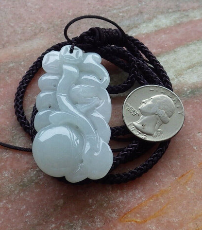 Certified Icy Pale Green 100% Natural A Jade jadeite Pendant Fox Lotus Flower Ruyi Coin Necklace 狐狸 528888  TN