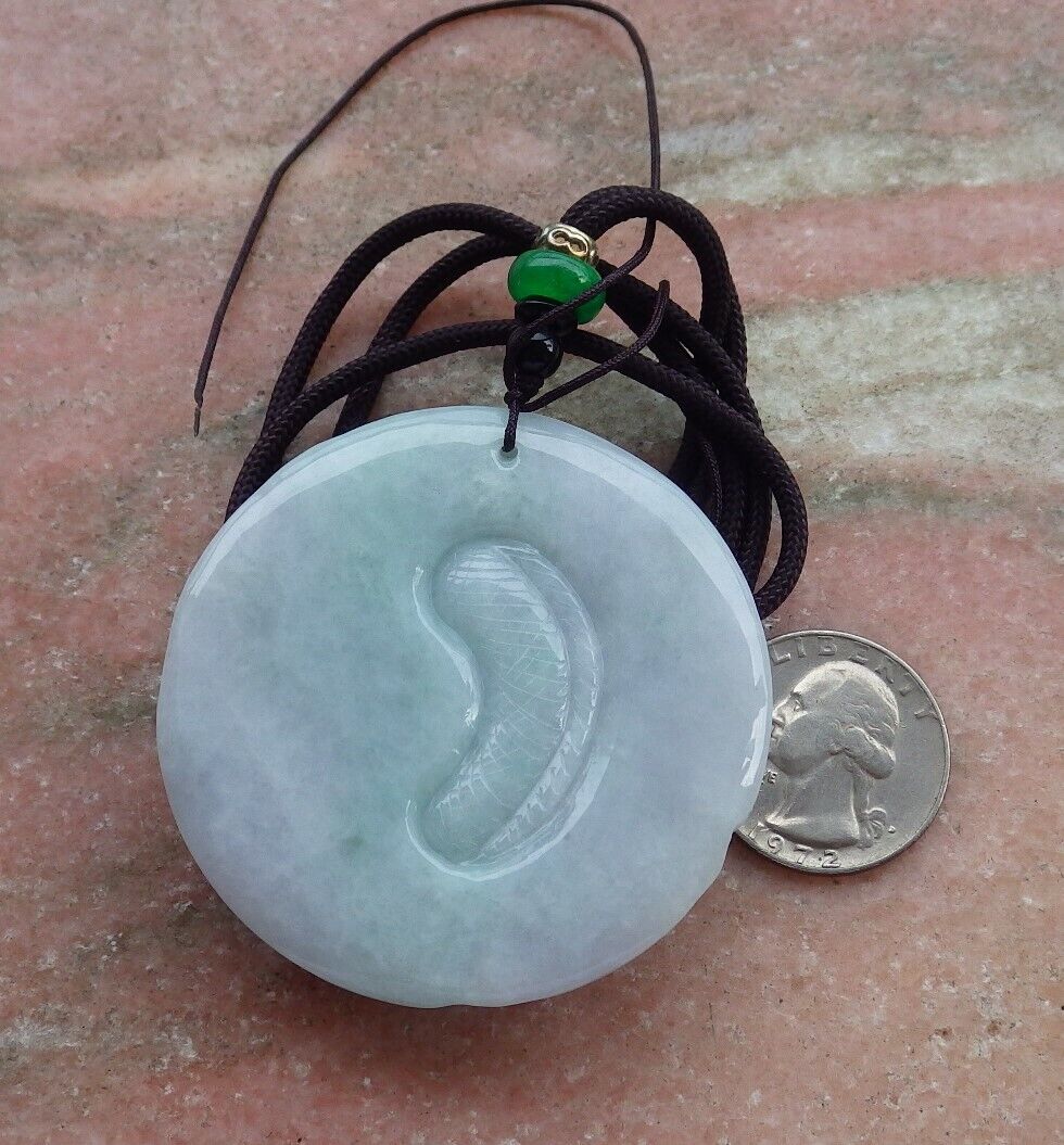 Certified Green 100% Natural A Jade jadeite pendant Dragon Lotus Flower Ruyi Bead Necklace 生意兴隆 520810  TN