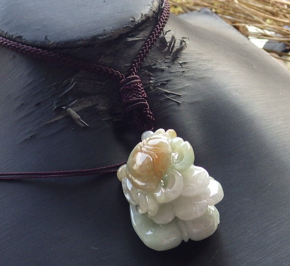 Certified Red Green Burma 100% Natural A Jade jadeite pendant Crab Ruyi Coin Necklace 八方来财 575409 TN