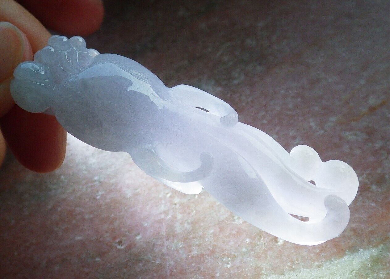 Certified Lavender Burma 100% Natural A Jade jadeite Pendant Beetle Ginseng Necklace 574380 TN