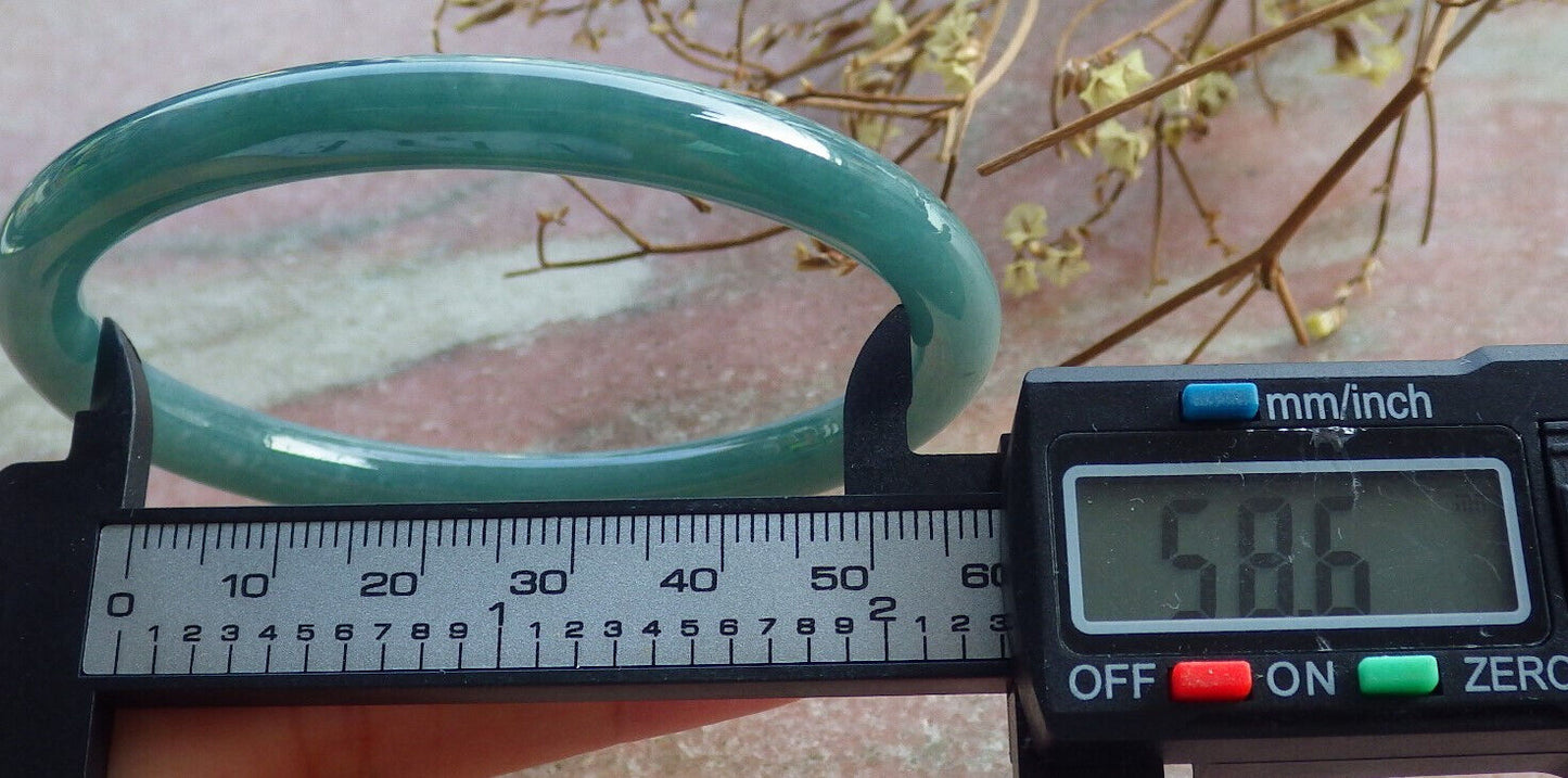 Certified Icy Blue Water Burma 100% Natural A JADE Jadeite Circle Bangle Bracelet 59 mm 手镯 633779  TN