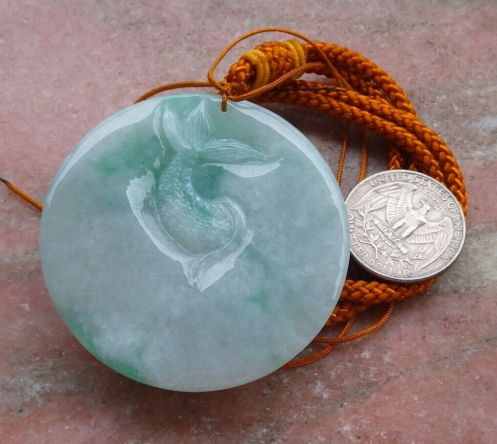 Certified Green 100% Natural A Jade jadeite pendant Dragon Mouse Rat Bead Circle Necklace 望子成龙 519590  TN