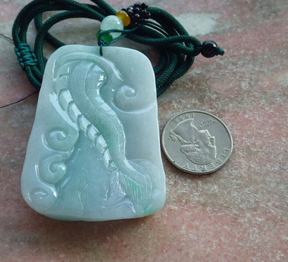 Certified Green Burma 100% Natural A Jade jadeite Pendant Dragon Bead Necklace 生意兴隆 633799  TN