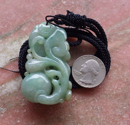 Certified Yellow Green 100% Natural A Jade jadeite Pendant Phoenix Bird Ruyi Coin Flower Necklace 凤凰 525903  TN