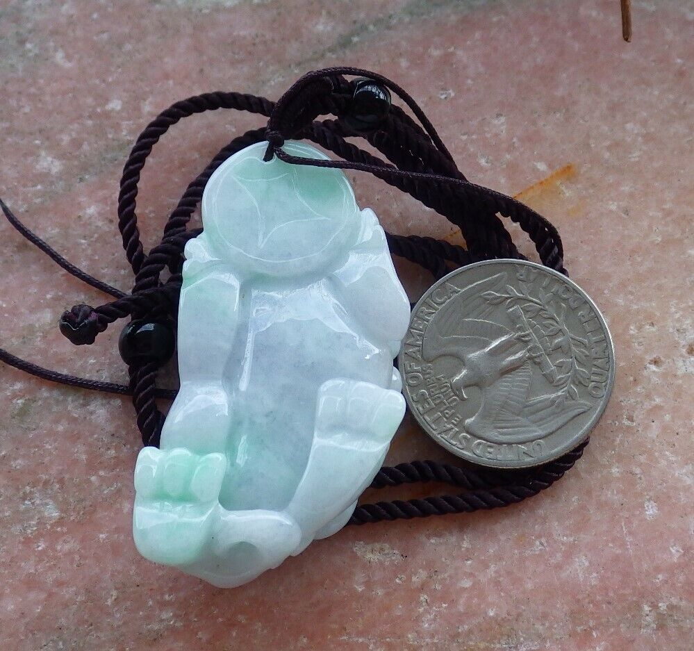 Certified Green Pale Lavender 100% Natural A Jade jadeite Pendant Dragon Pi Xiu Money Coin Ruyi Necklace 风水貔貅 529417 TN