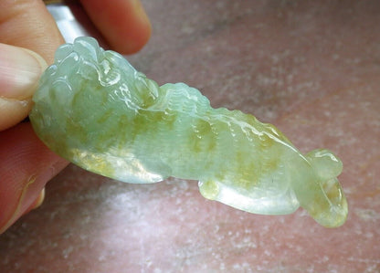 Certified Yellow Green Burma 100% Natural A Jade jadeite Pendant Tiger Money Coin Necklace 虎虎生威 573799 TN