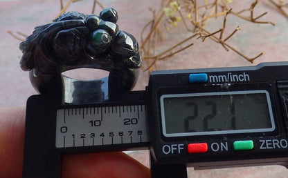 Certified Black Green Burma 100% Natural A JADE Jadeite Gold Fish RING USA. 12.5 戒指 634303  TN