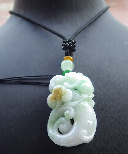 Certified Green Yellow Burma 100% Natural A Jade jadeite Pendant Frog Toad Ruyi Coin Necklace 招财蟾 633090  TN