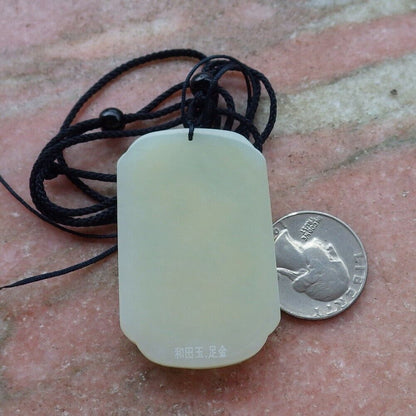 Certified 24K Yellow Gold Filled Hetian nephrite jade 100% A Natural Phoenix Rectangle Bead Necklace 凤凰牌 520692  TN