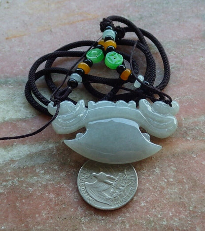 Certified Pale Lavender Green 100% Natural A Jade jadeite Pendant Dragon Axe Necklace 龙斧头 530054  TN