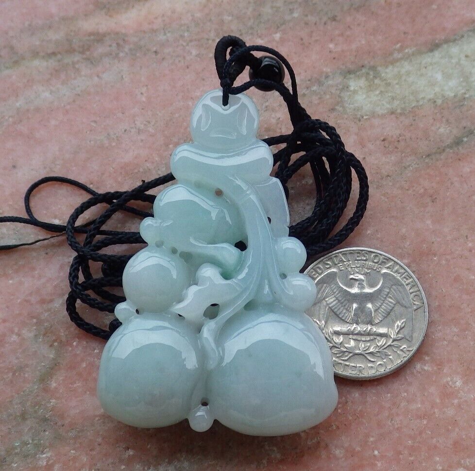 Certified Green 100% Natural A Jade jadeite Pendant Deer Peach Lotus Flower Ruyi Coin Necklace 福禄寿 520730  TN