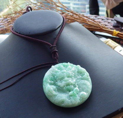 Certified Green 100% Natural A Jade jadeite Pendant Dragon Bead Mouse Rat Necklace 望子成龙 521087  TN